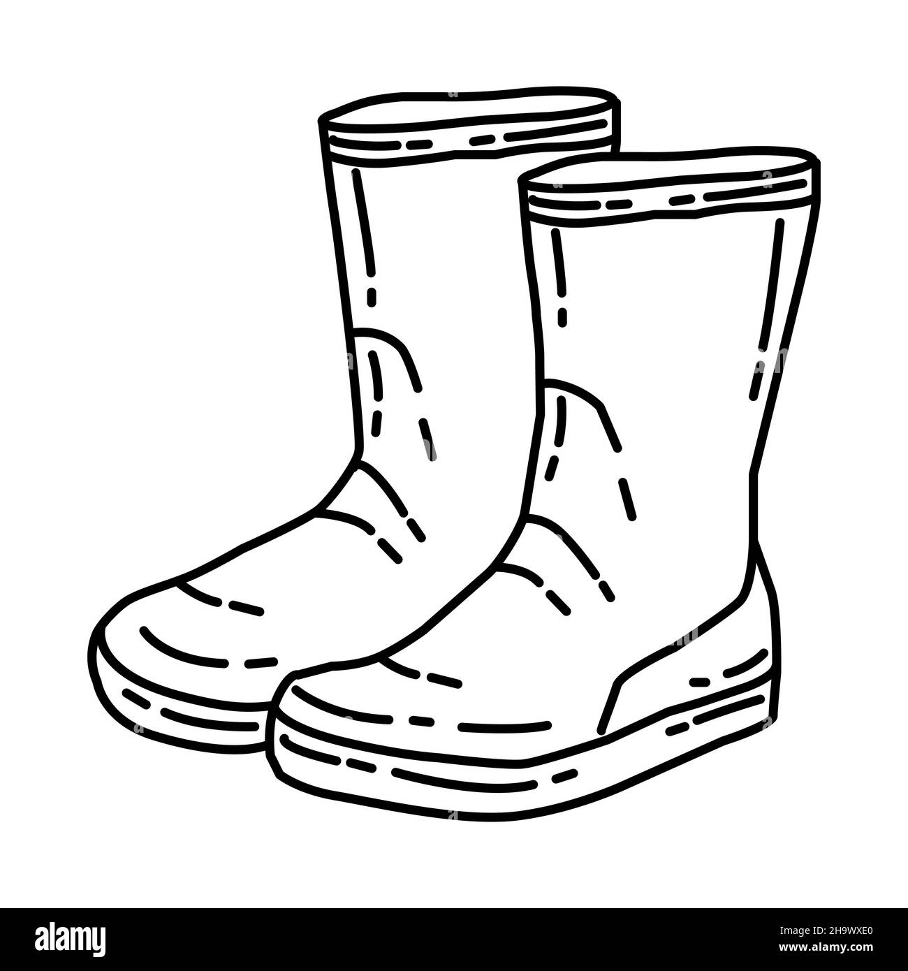 Navy Sailor Boots Part of Military and Navy Force Equipments Hand Drawn ...