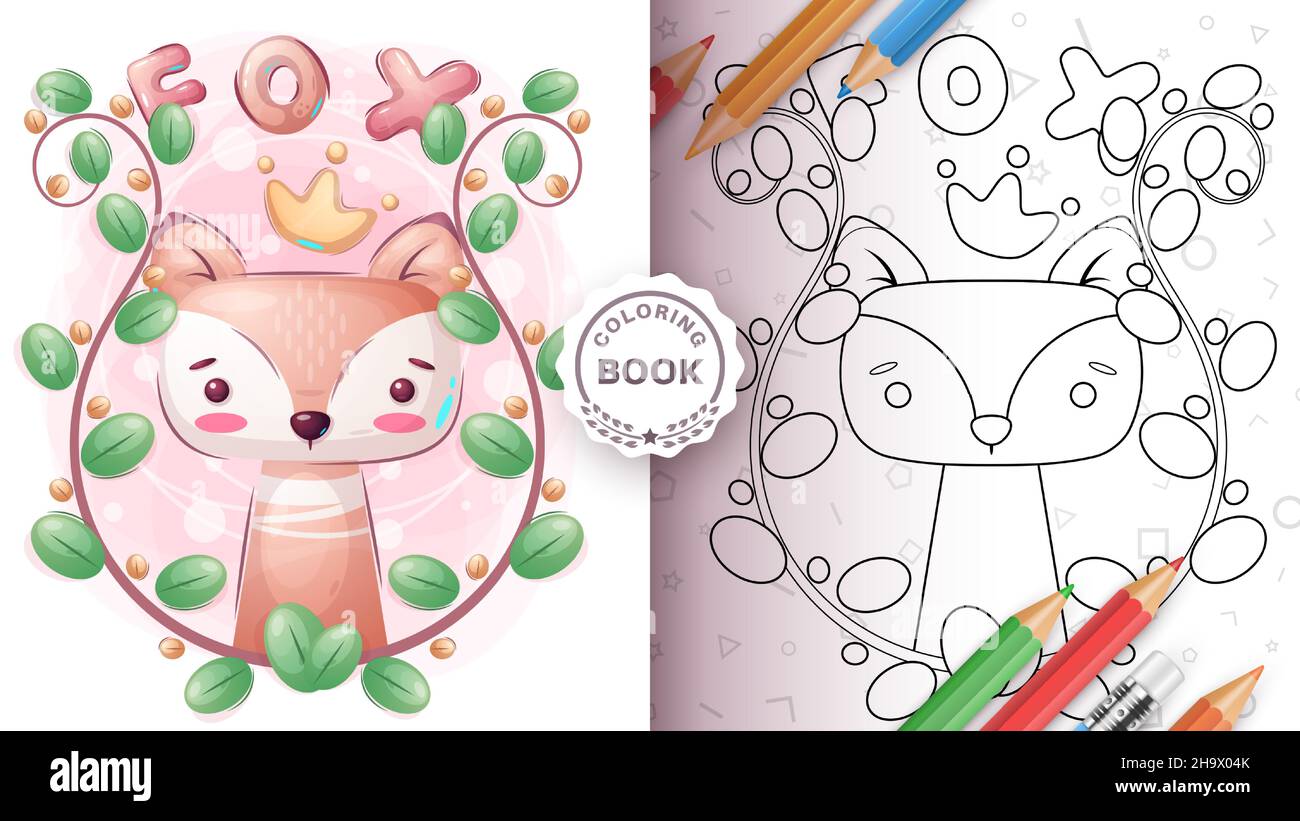 Fox in forest - coloring page Stock Vector Image & Art - Alamy