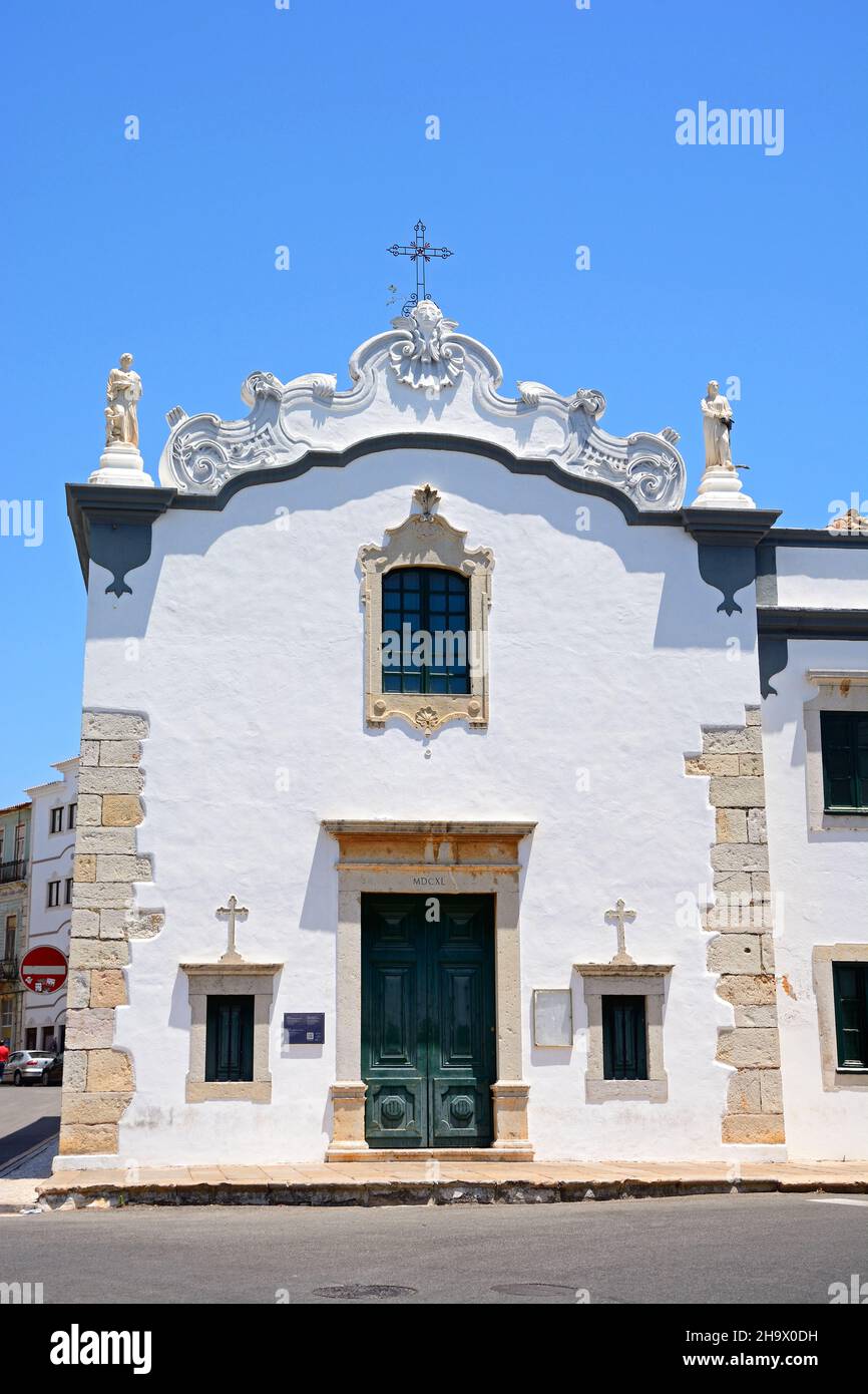 Front view of Our Lady of the Cross church (Igreja de Nossa Senhora do Pe da Cruz), Faro, Algarve, Portugal, Europe. Stock Photo