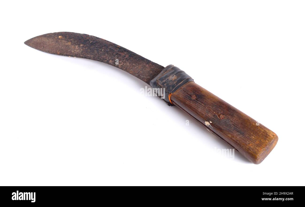 Old machete isolated on white background Stock Photo - Alamy