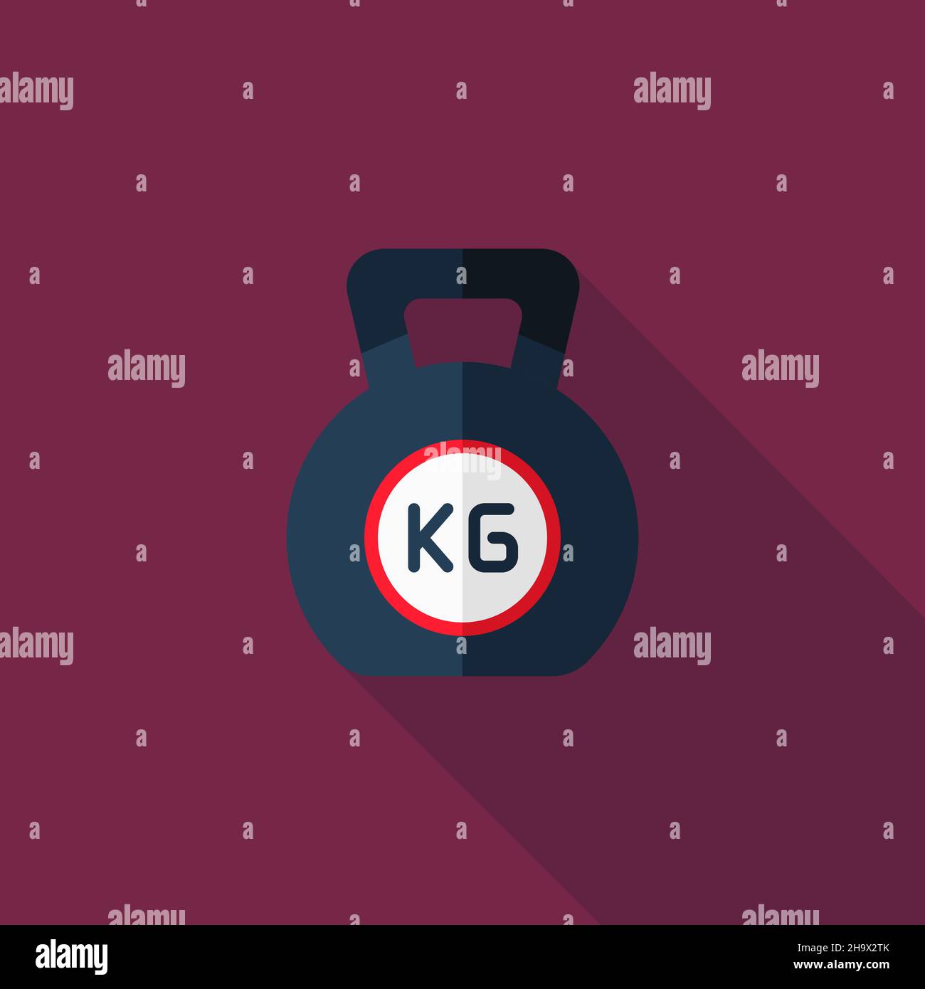 Kettlebel vector icon flat design, long shadow, eps10 Stock Vector