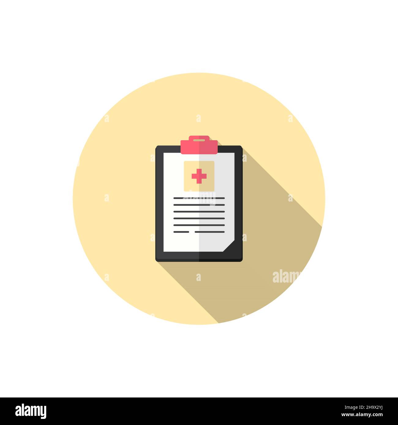 Medical clipboard vector icon, flat design, long shadow, eps10 Stock Vector