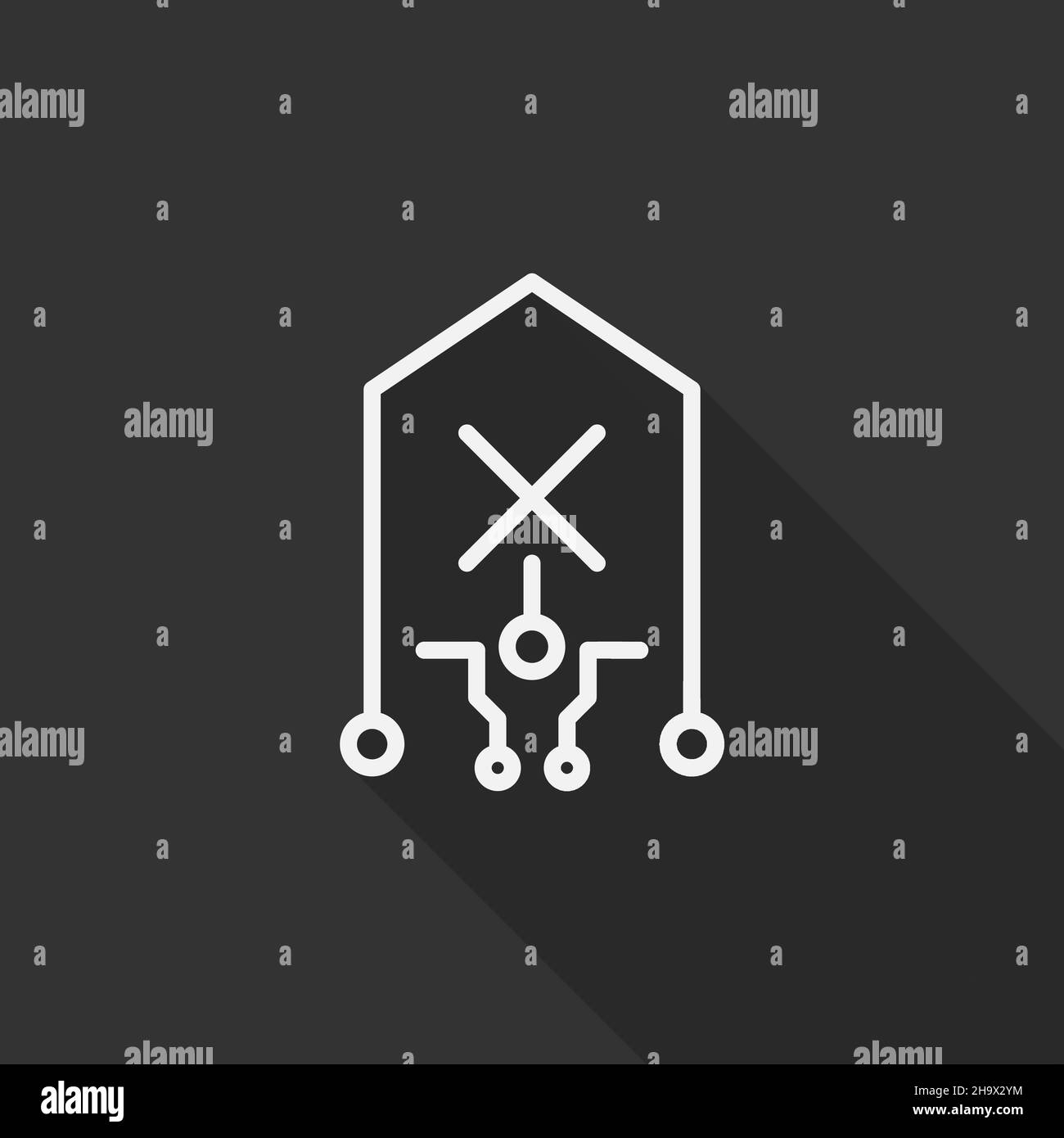 Line home network error vector icon, flat design, long shadow, eps10 Stock Vector