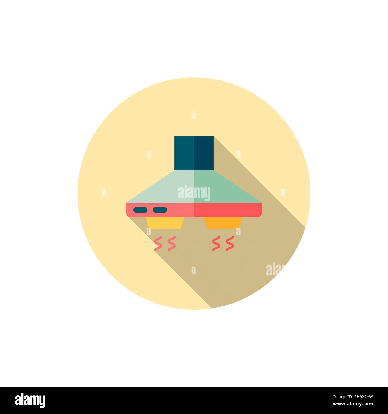 Kitchenware range hood vector icon, flat design, long shadow Stock Vector