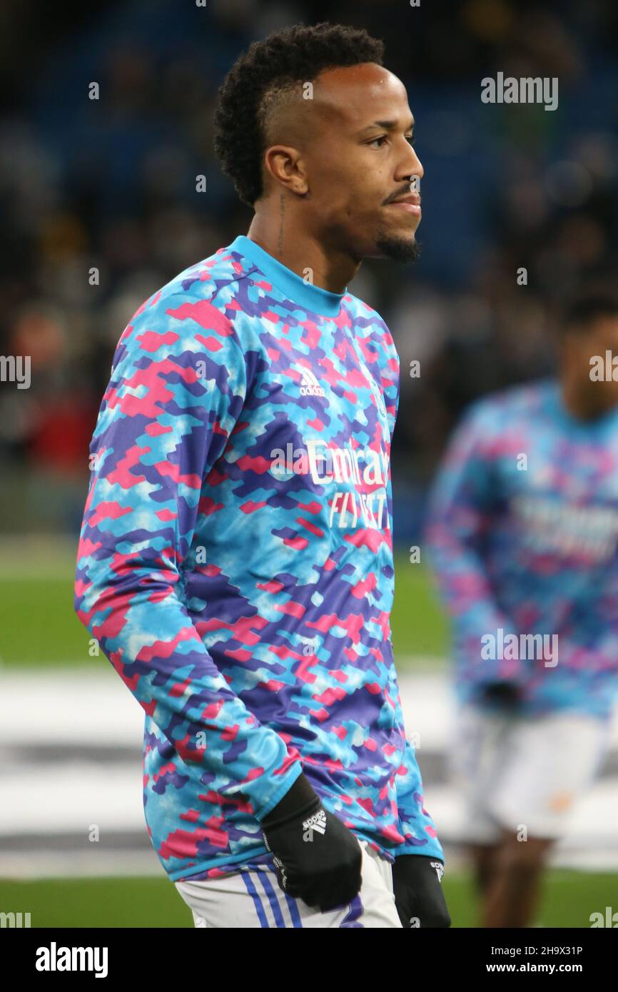 Eder Militao of Real Madrid warms up during the UEFA Champions League, Group D football match between Real Madrid and FC Internazionale on December 7, 2021 at Santiago Bernabeu stadium in Madrid, Spain - Photo: Laurent Lairys/DPPI/LiveMedia Stock Photo