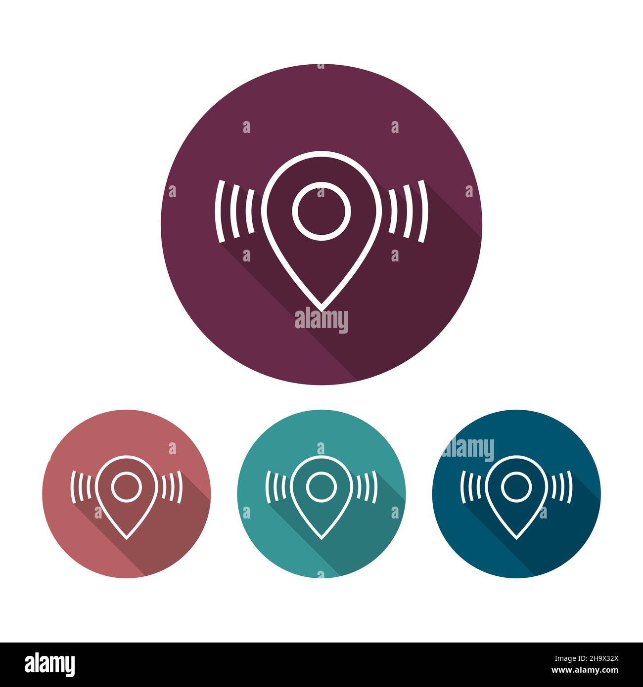 Locate vector icon symbol, flat design, long shadow, eps10 Stock Vector
