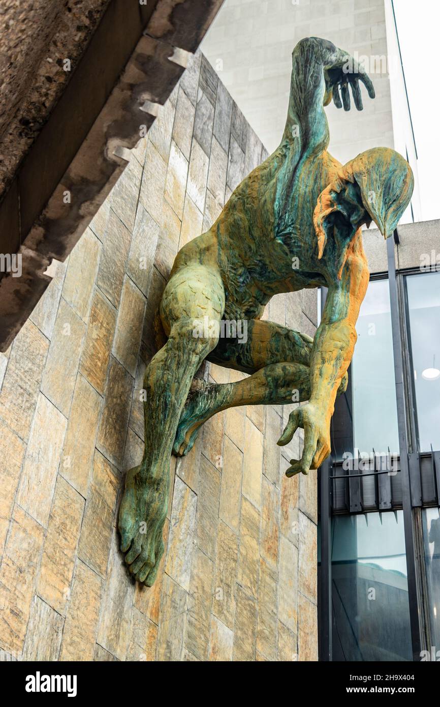 dramatic sculpture of the river God Tyne on The 1967 Civic centre in