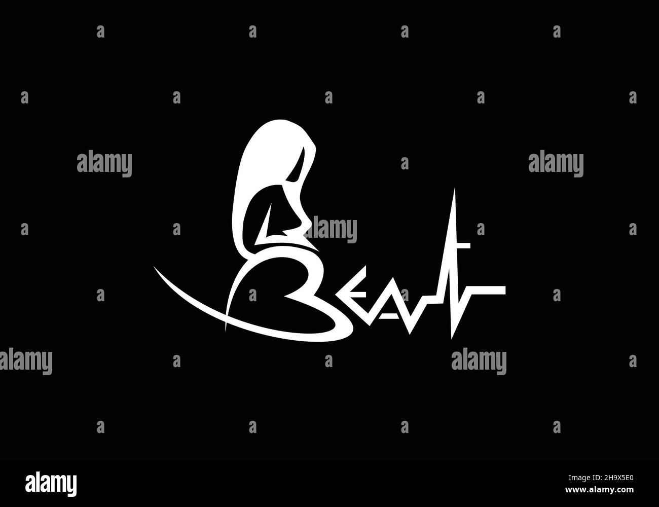 Beat Pregnant Woman Black and White Logo Design Stock Vector