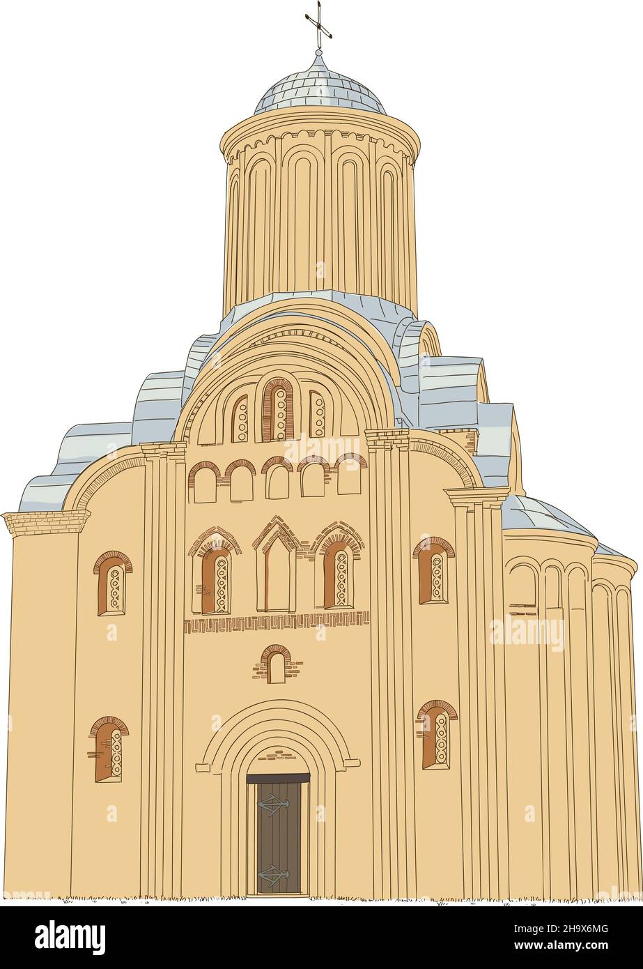 Pyatnytska (St. Paraskeva) church is a functioning church in Chernigiv, Ukraine. Vector illustration. Stock Vector