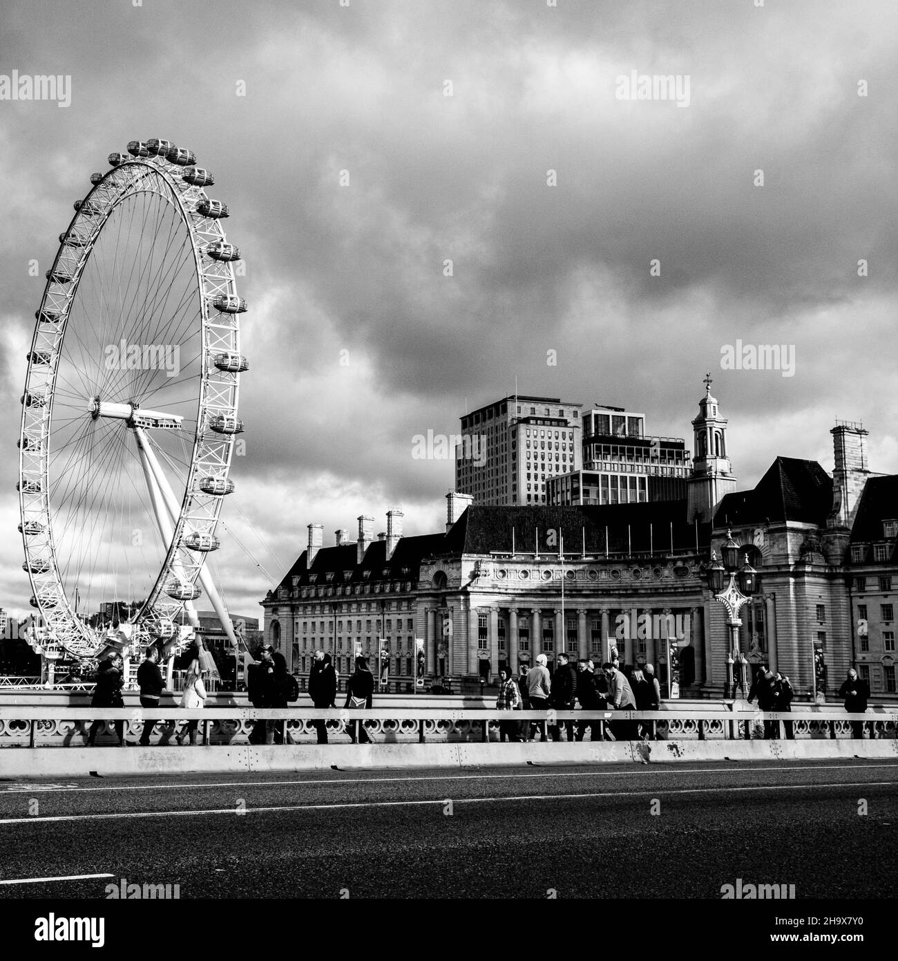 Central London UK November 21 2021, London Eye Or Millennium Wheel Viewed From Westminster Bridge London Stock Photo