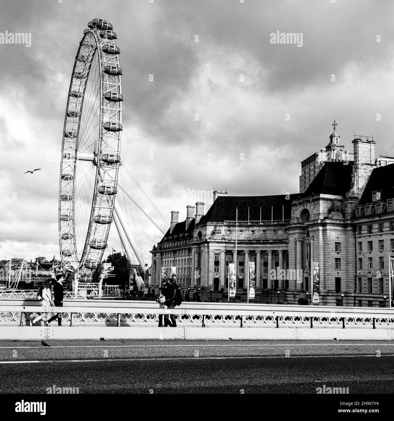 Central London UK November 21 2021, London Eye Or Millennium Wheel Viewed From Westminster Bridge London Stock Photo