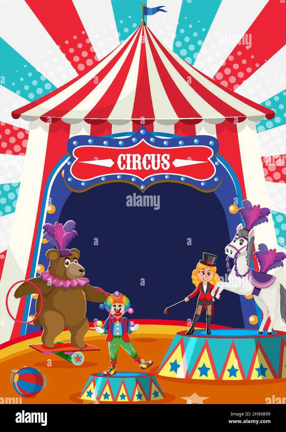 Circus dome tent with animal performer on white background illustration ...