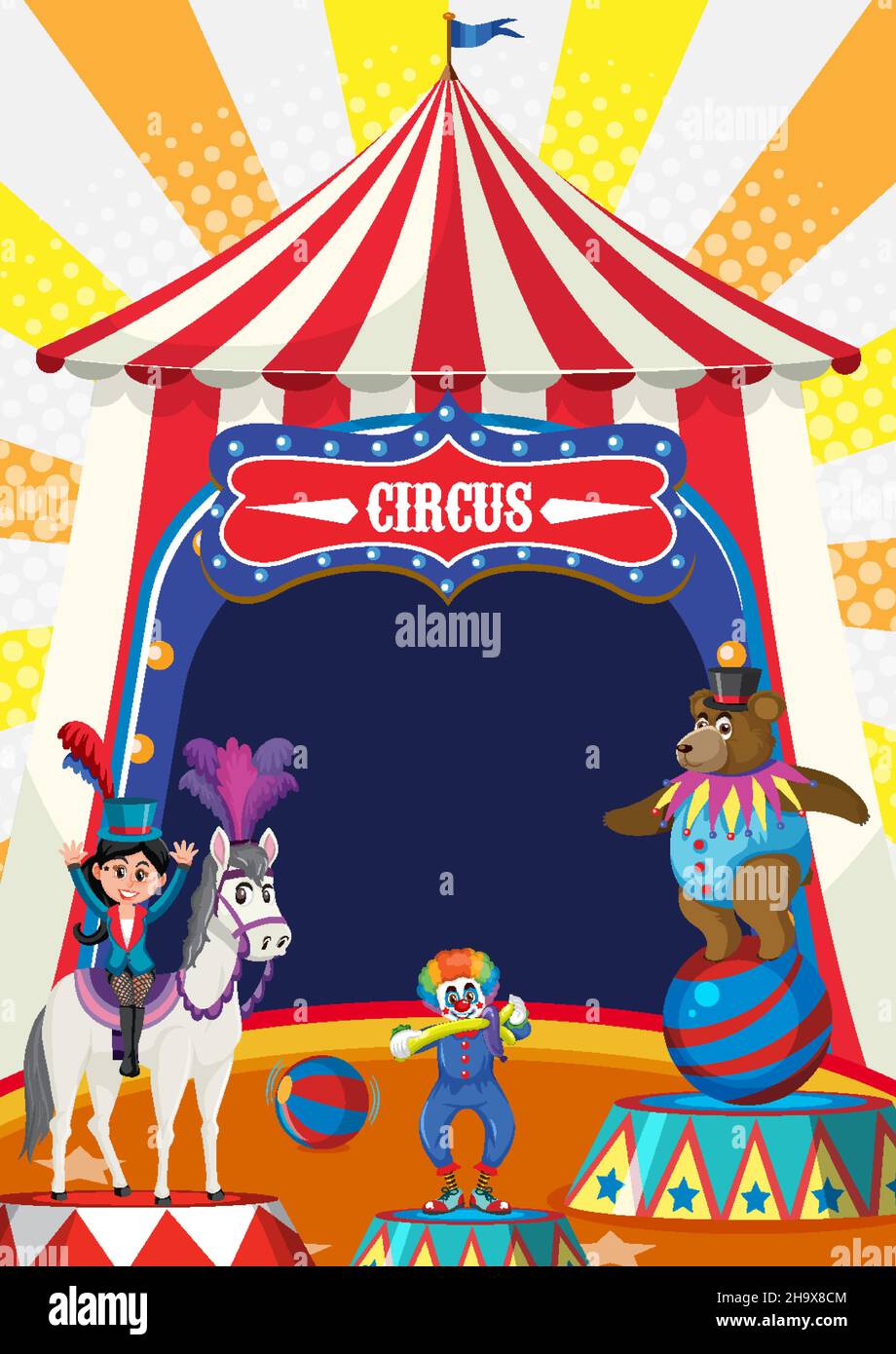 Circus dome tent with animal performer on white background illustration ...