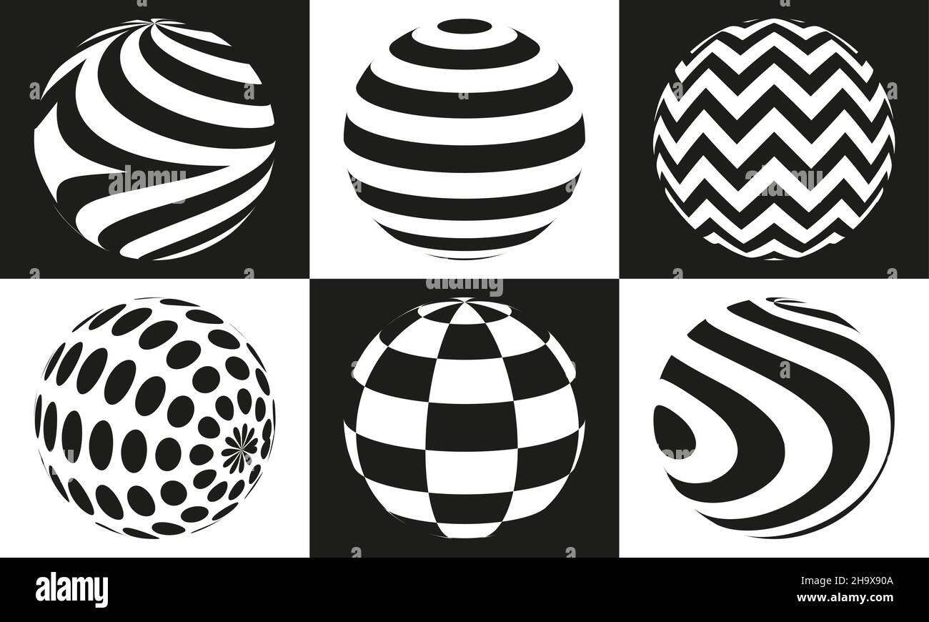 Black and white vector sphere of lines for design of logo. Icons set or ...