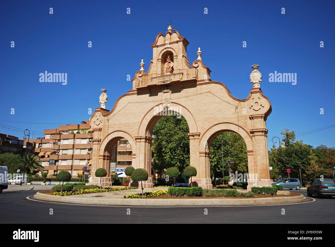 View of the town gate - Puerta de Estepa, Antequera, Spain. Stock Photo