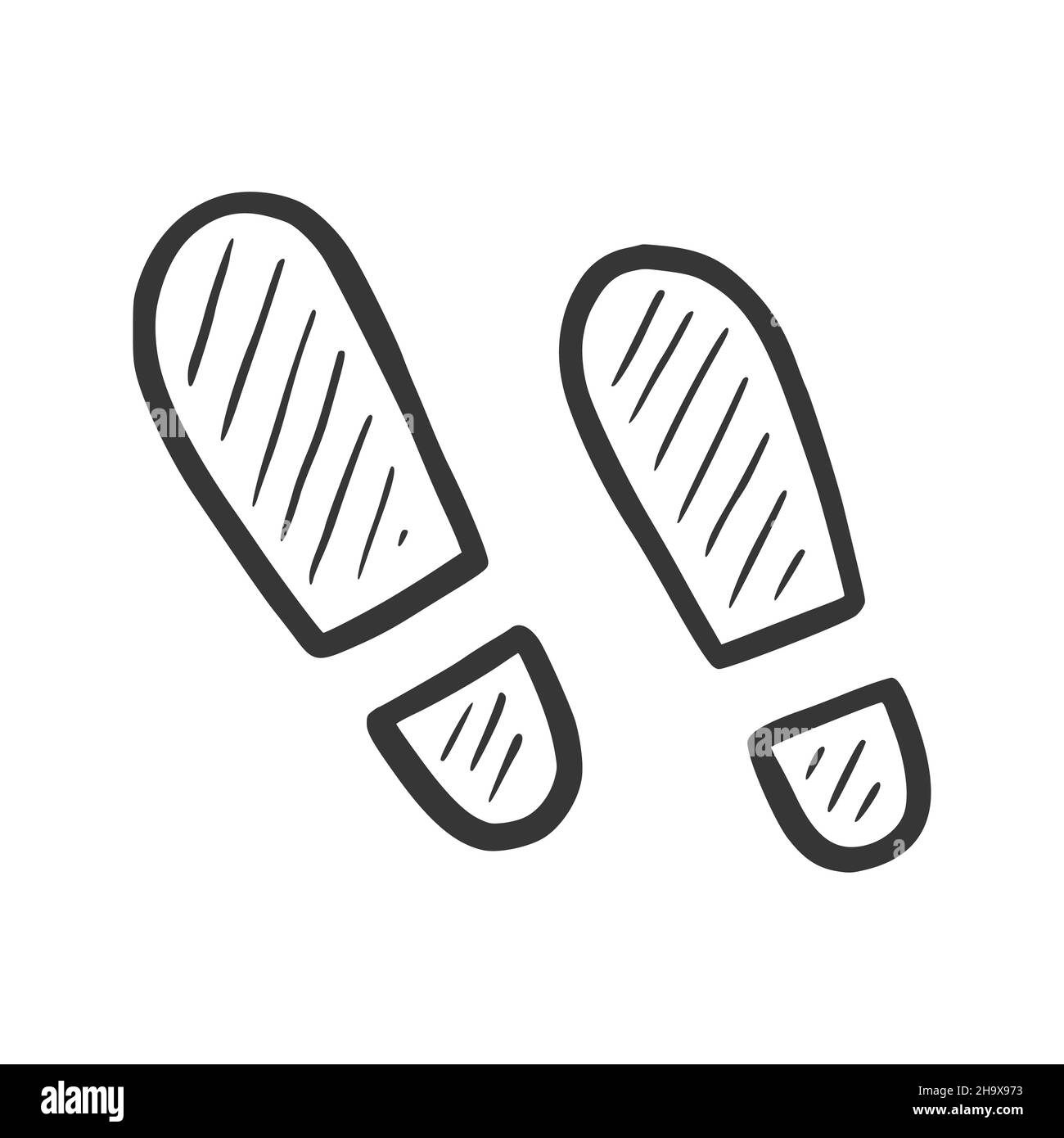 Hand drawn footprint. Doodle sketch style. Drawing line simple footstep
