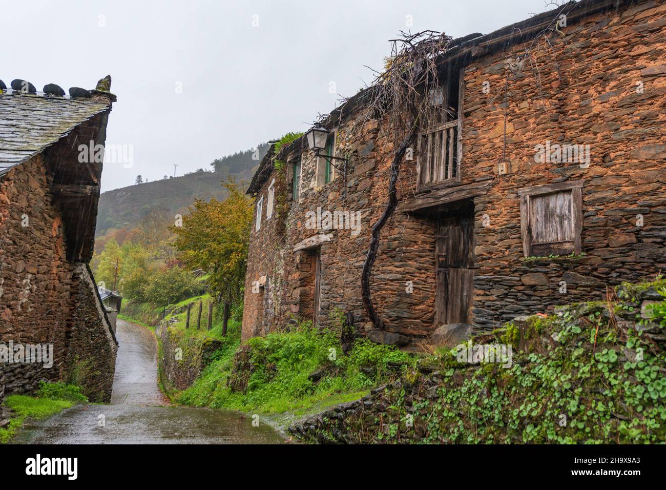 Rural village of San Emiliano in Asturias Stock Photo