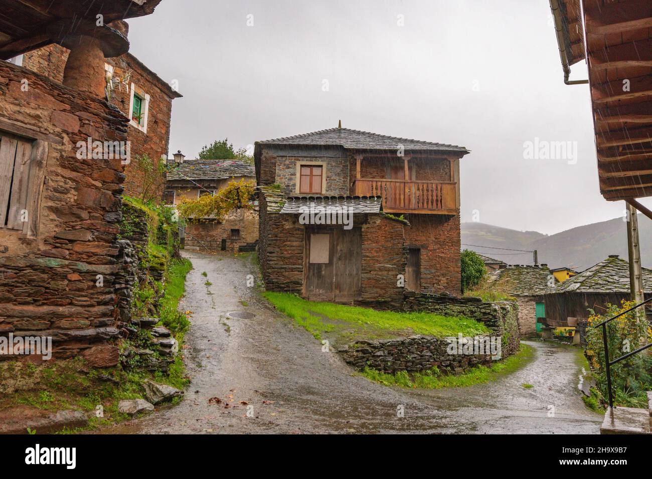 Rural village of San Emiliano in Asturias Stock Photo