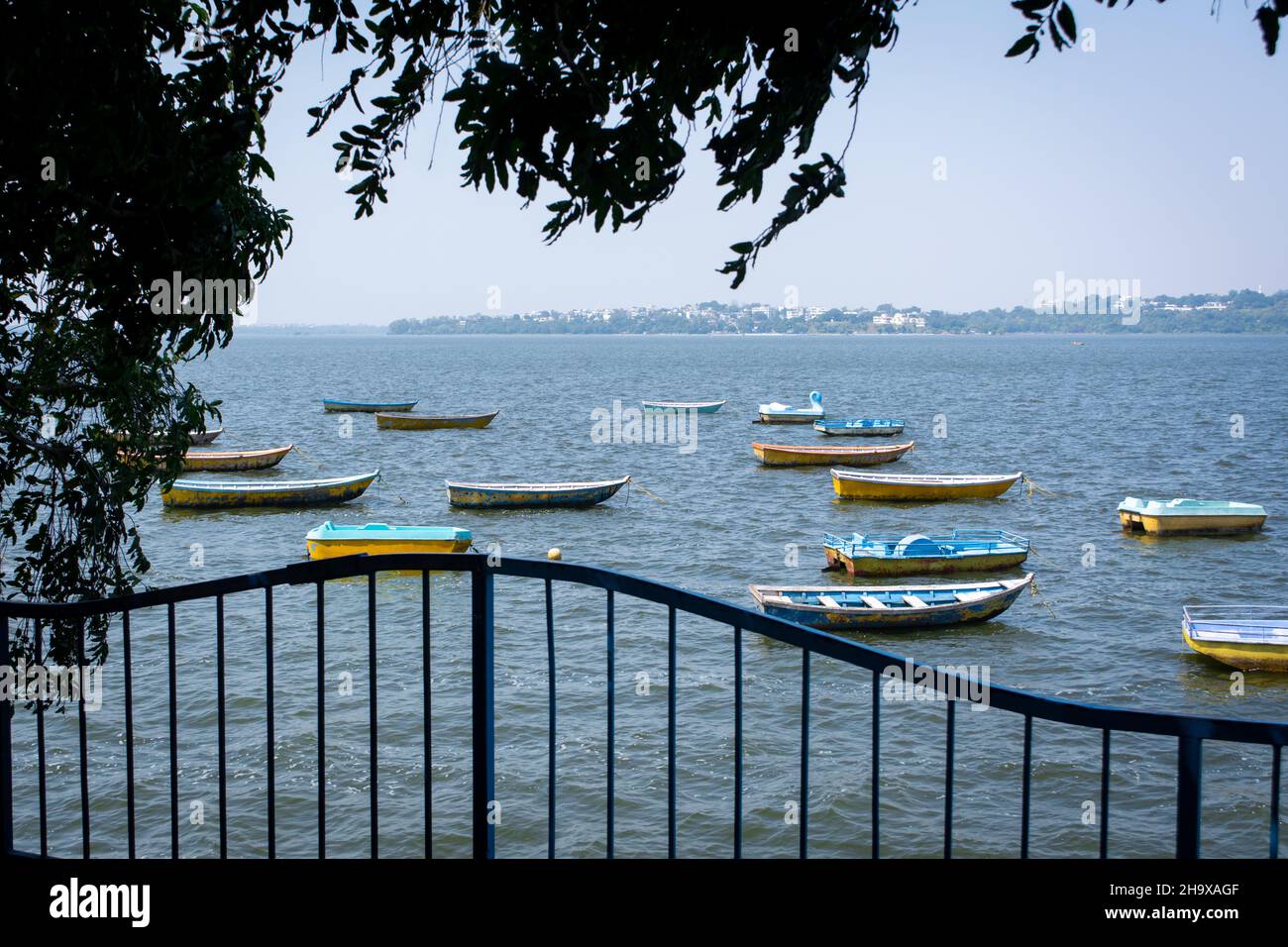Boats in the upper lake at Bhopal which is also known as 'city of lakes ...