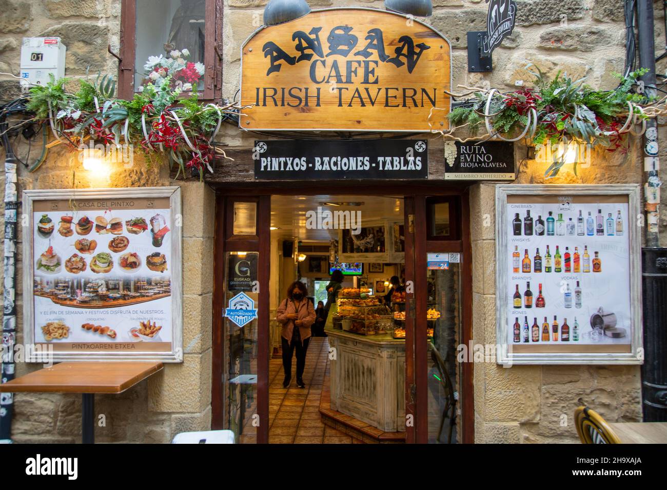 Cafe Irish tavern pub 'Ansan' in village of Laguardia, Álava, Basque Country, northern Spain
