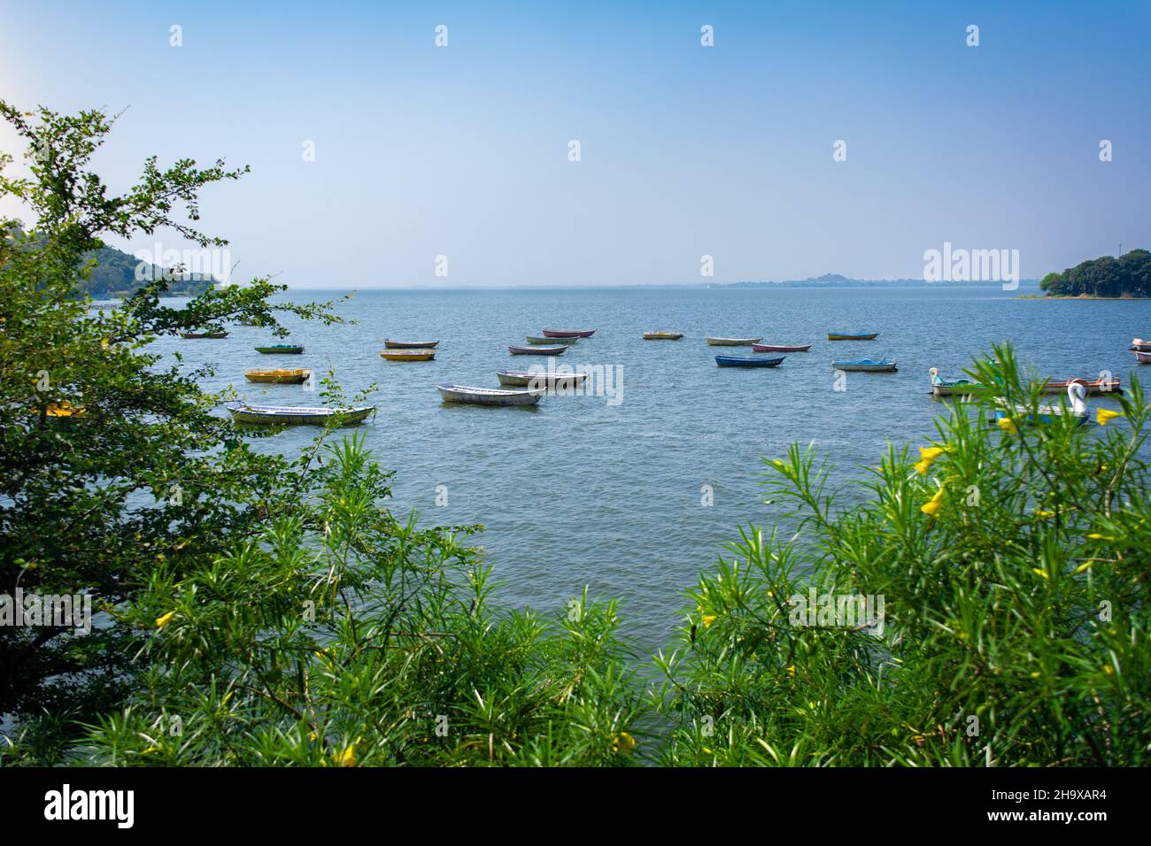 Boats in the upper lake at Bhopal which is also known as 'city of lakes ...