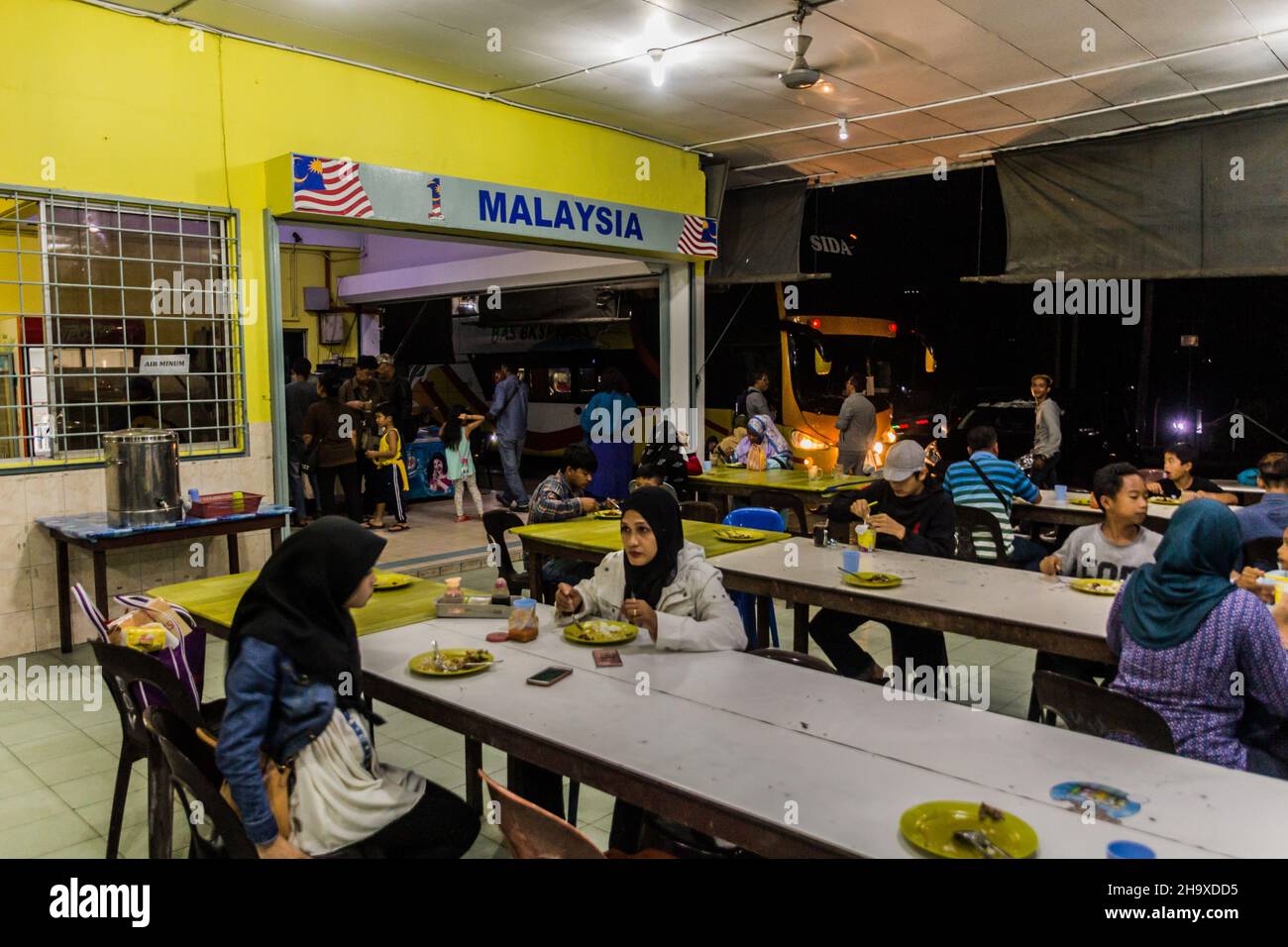 MOUNT KINABALU, MALAYSIA FEBRUARY 21, 2018 View of a roadside restaurant near Mount Kinabalu