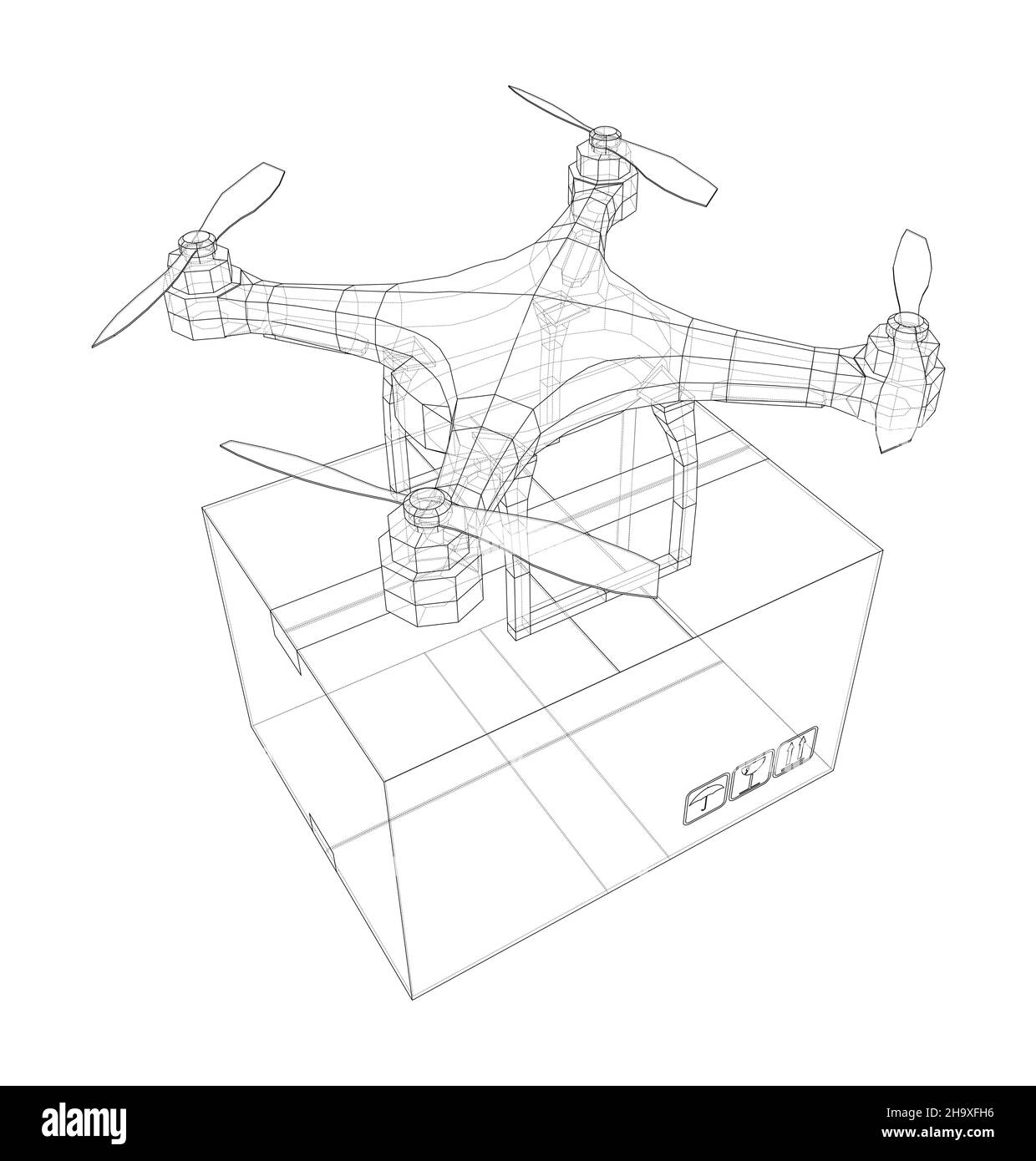 Delivery drone concept outline Stock Photo