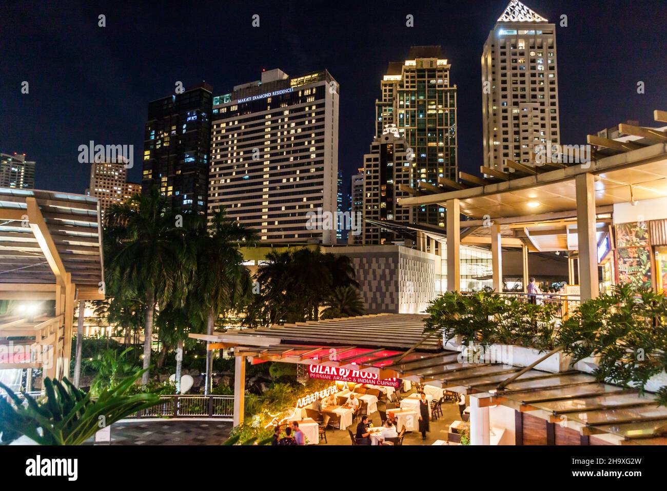 MANILA, PHILIPPINES - JANUARY 26, 2018: Night skyline of Makati city of Manila, Philippines. Stock Photo