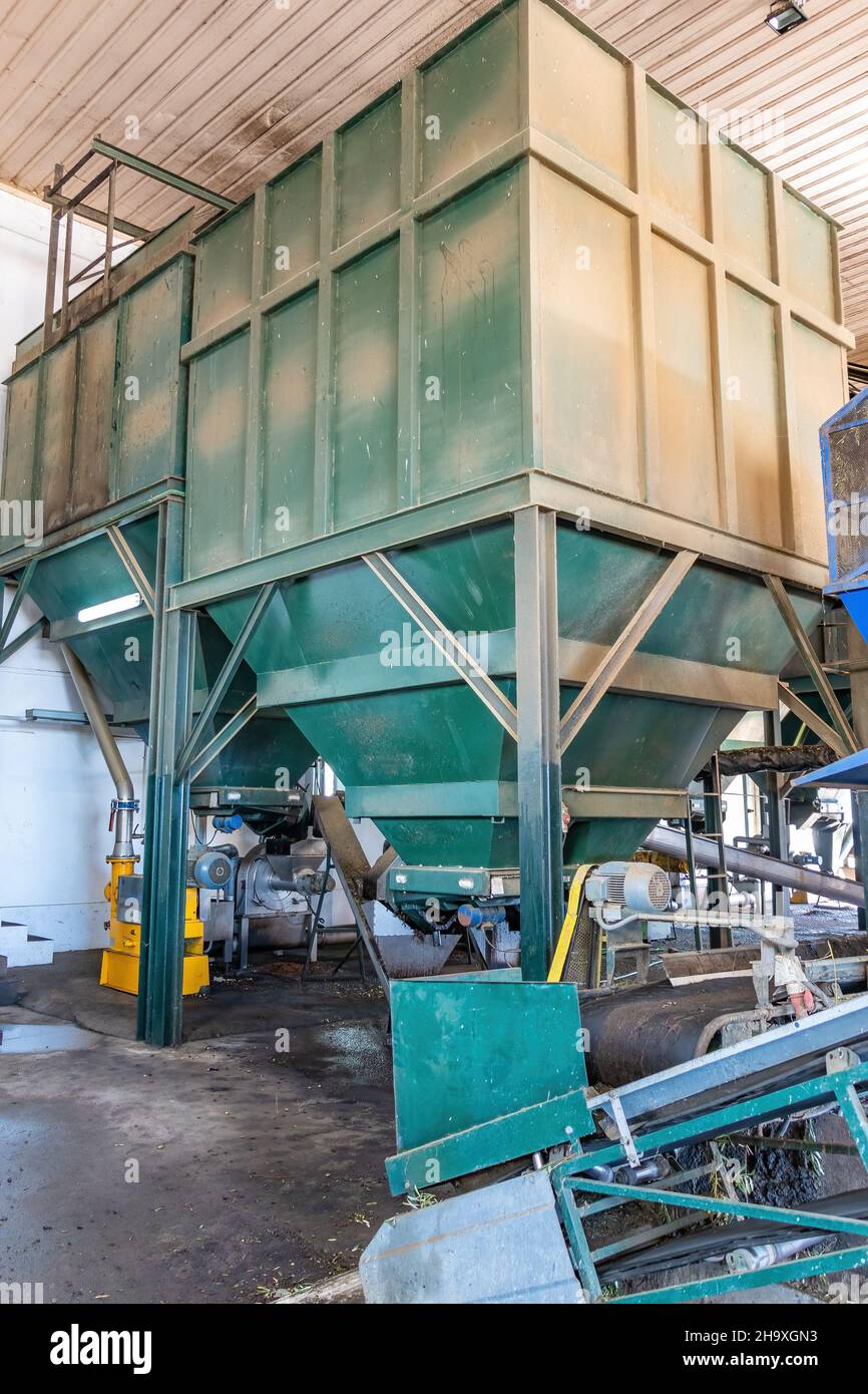 Artisan olive oil processing machinery Stock Photo