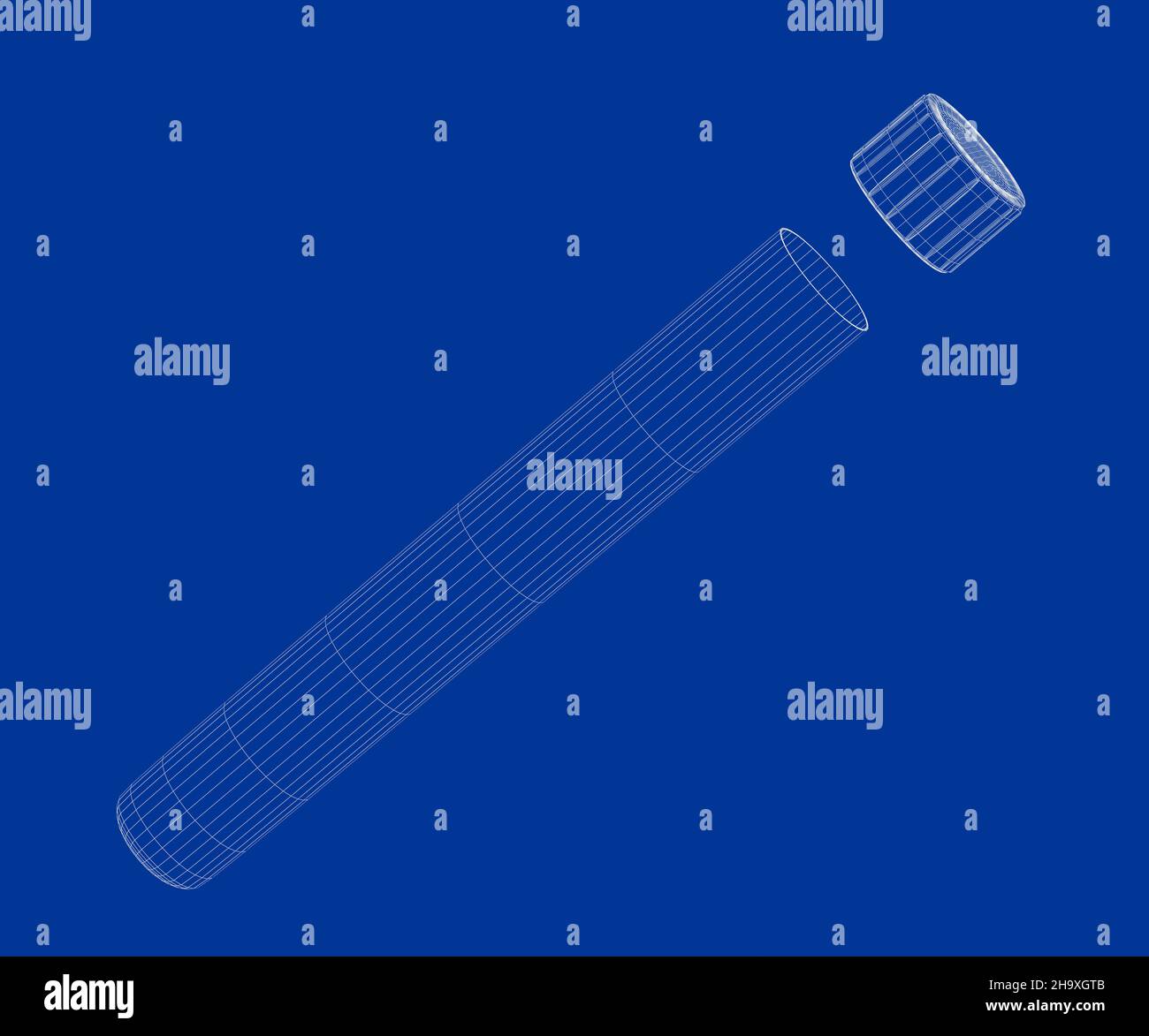 3d wire-frame model of test tube with cap Stock Photo - Alamy