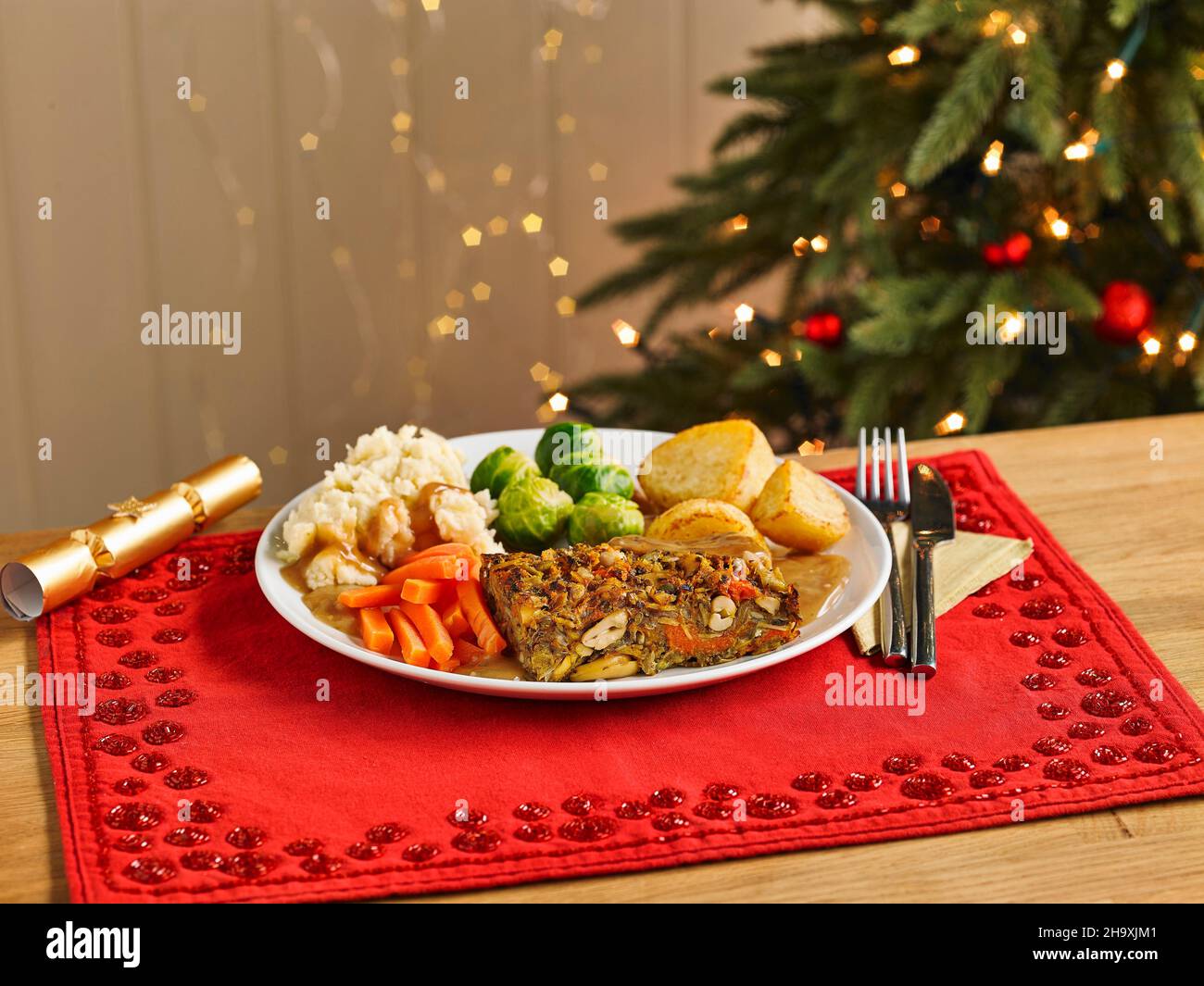 Nut Roast Christmas Dinner Stock Photo Alamy