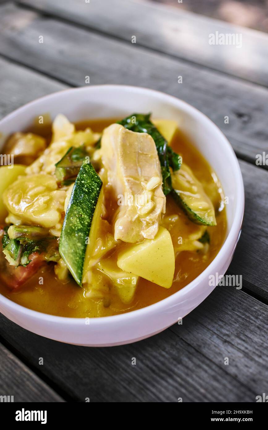 Salmon curry with vegetables Stock Photo Alamy