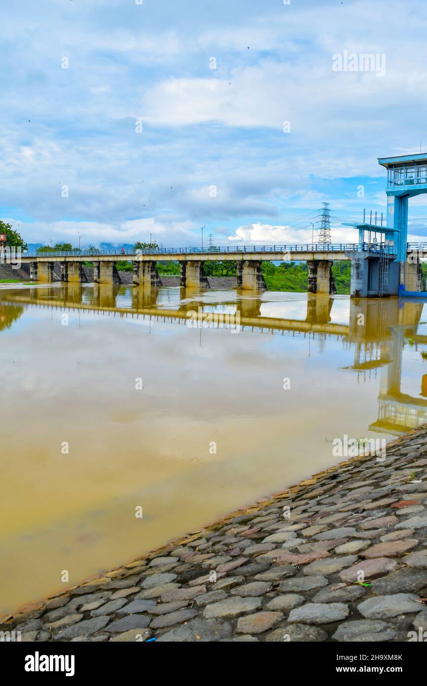 view of Colo Water Dam in dry season. Solo - Indonesia. December 9, 2021 Stock Photo