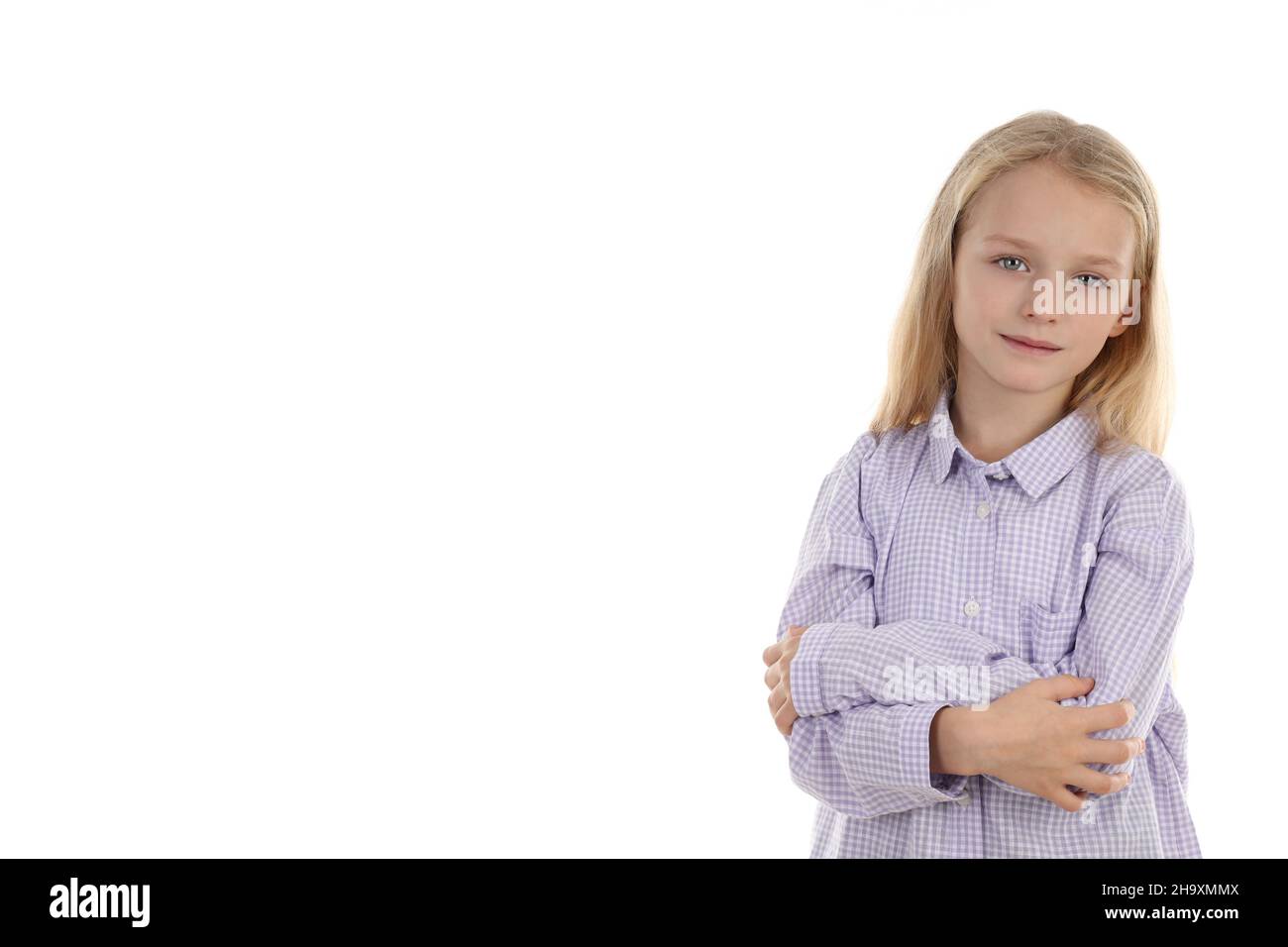 Cute little girl isolated on white background Stock Photo - Alamy