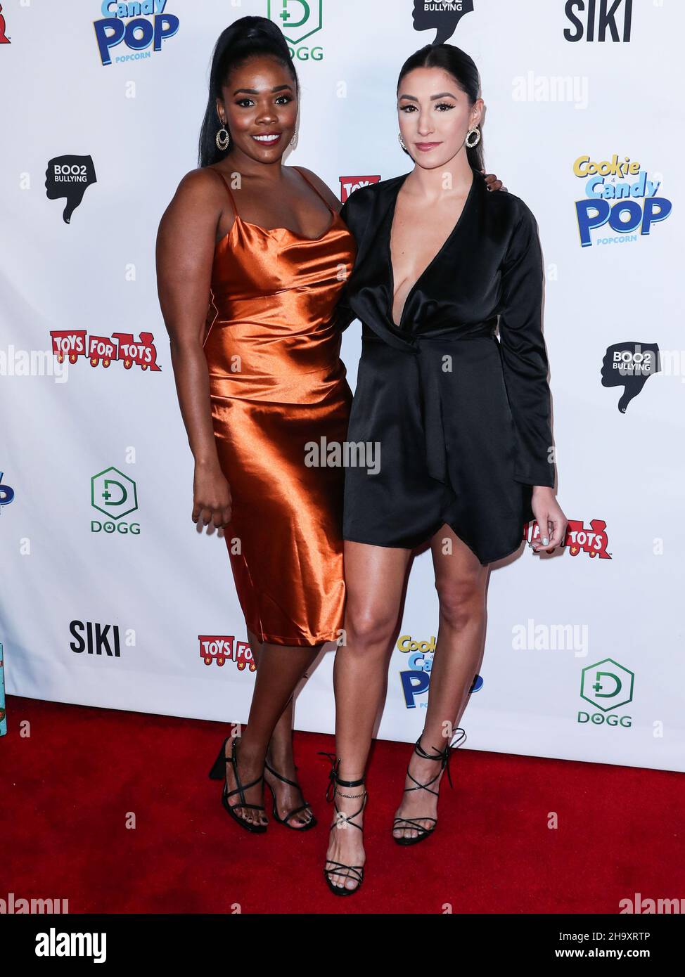 Hollywood, United States. 08th Dec, 2021. HOLLYWOOD, LOS ANGELES, CALIFORNIA, USA - DECEMBER 08: Television personality Jasmine Goode and Melissa Marie Carelli arrive at Katie Welch And Jordan Kuker's 8th Annual Winter Wonderland Toys for Tots Charity Event presented by SIKI.io, DOGG coin, Candy Pop and Cookie Pop and Tito's Vodka held at Yamashiro Hollywood on December 8, 2021 in Hollywood, Los Angeles, California, United States. (Photo by Xavier Collin/Image Press Agency/Sipa USA) Credit: Sipa USA/Alamy Live News Stock Photo