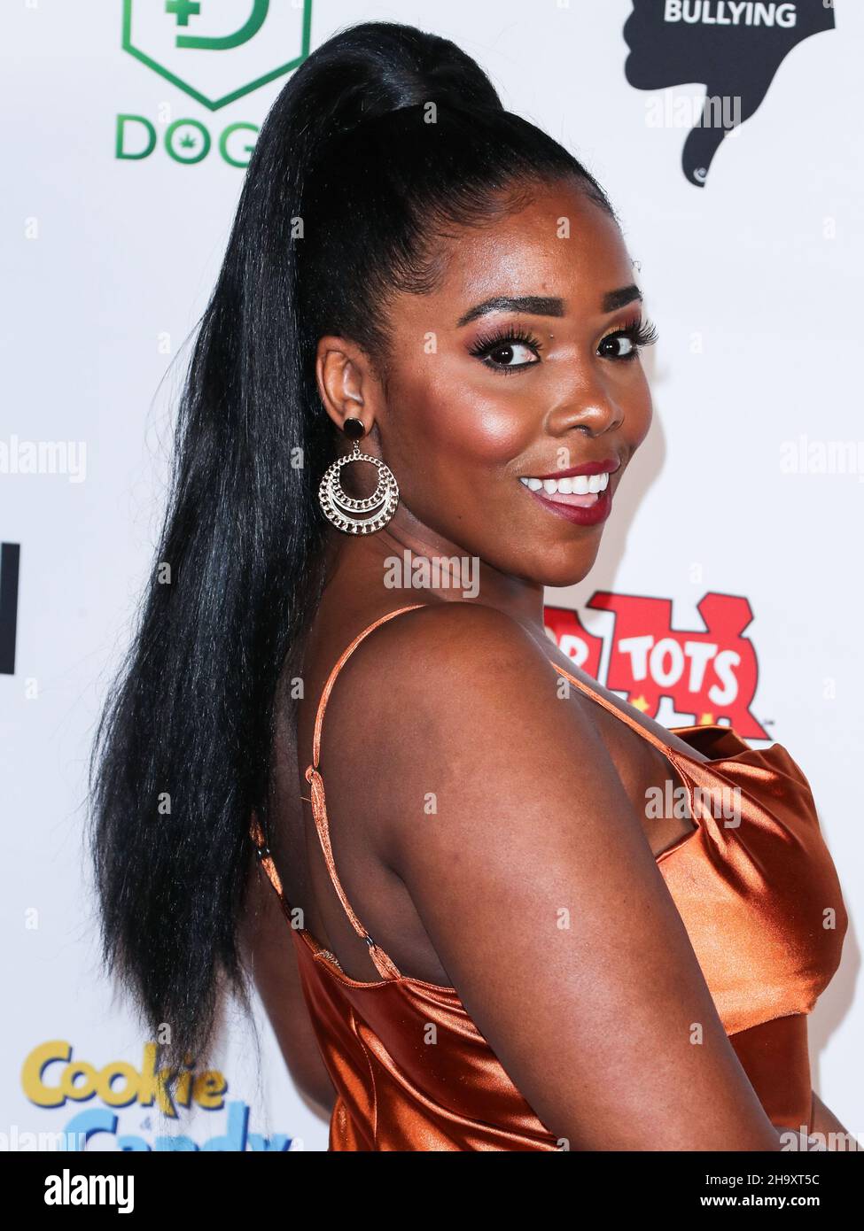 Hollywood, United States. 08th Dec, 2021. HOLLYWOOD, LOS ANGELES, CALIFORNIA, USA - DECEMBER 08: Television personality Jasmine Goode arrives at Katie Welch And Jordan Kuker's 8th Annual Winter Wonderland Toys for Tots Charity Event presented by SIKI.io, DOGG coin, Candy Pop and Cookie Pop and Tito's Vodka held at Yamashiro Hollywood on December 8, 2021 in Hollywood, Los Angeles, California, United States. (Photo by Xavier Collin/Image Press Agency/Sipa USA) Credit: Sipa USA/Alamy Live News Stock Photo