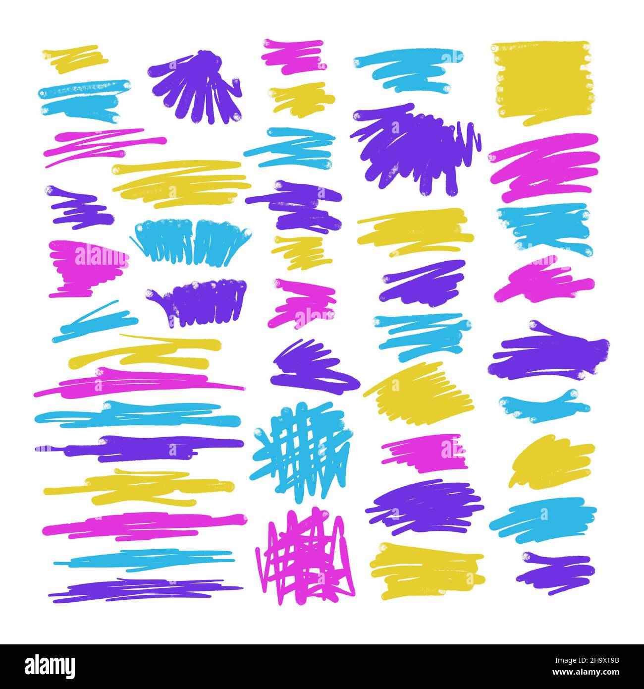 Doodle strokes graffiti spray effect. set of design elements. strokes