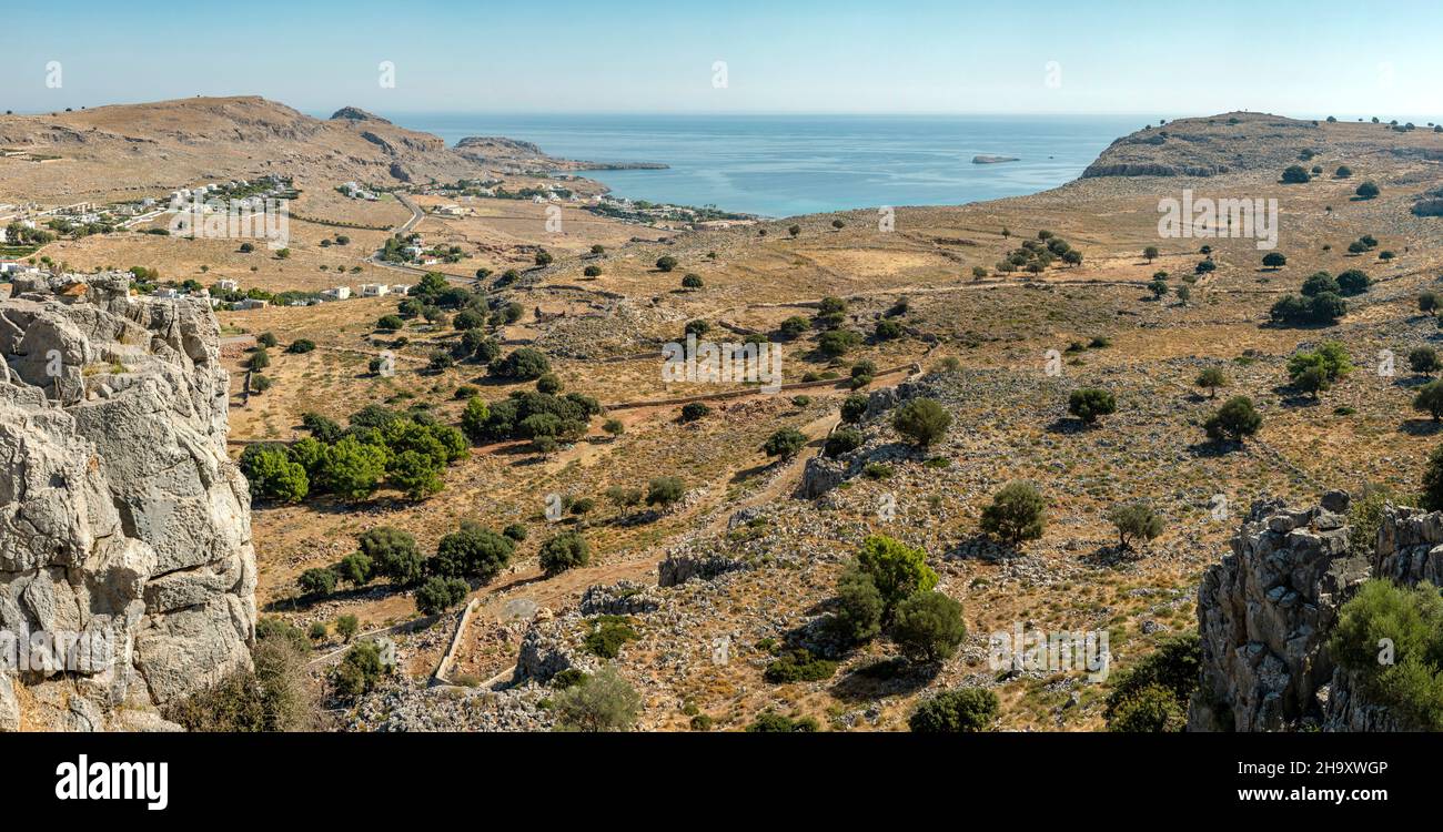 View from the Cross of Pefkos Stock Photo
