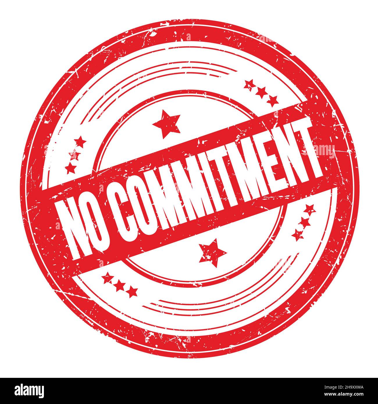 NO COMMITMENT text on red round grungy texture stamp Stock Photo Alamy