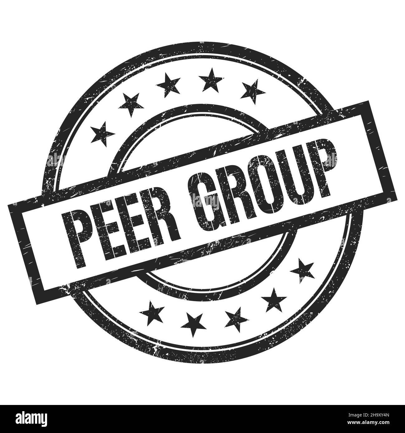 PEER GROUP text written on black round vintage rubber stamp Stock Photo