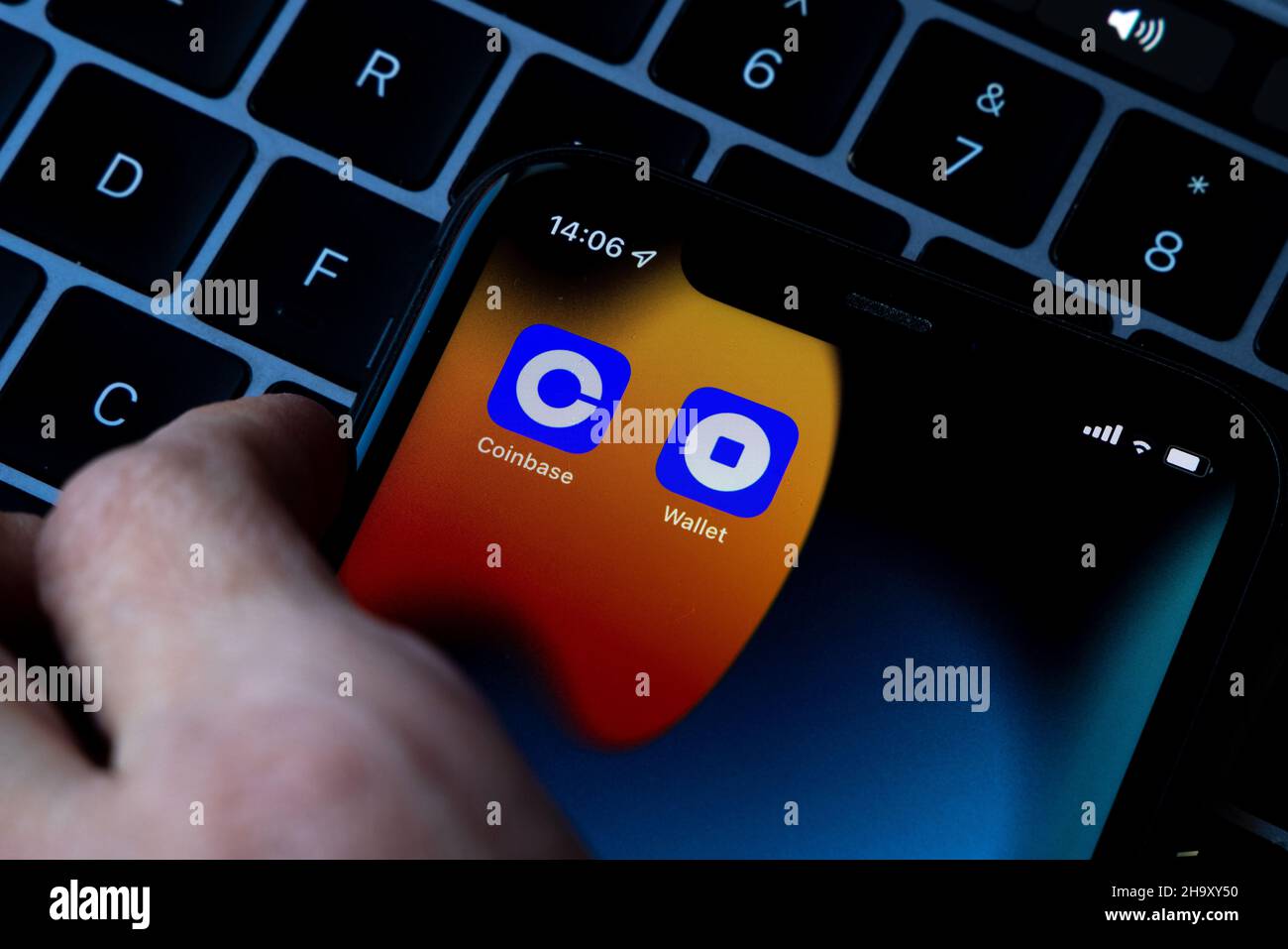 Coinbase, is an American company that operates a cryptocurrency exchange platform. App and platform for cryptocurrency trading. Stock Photo