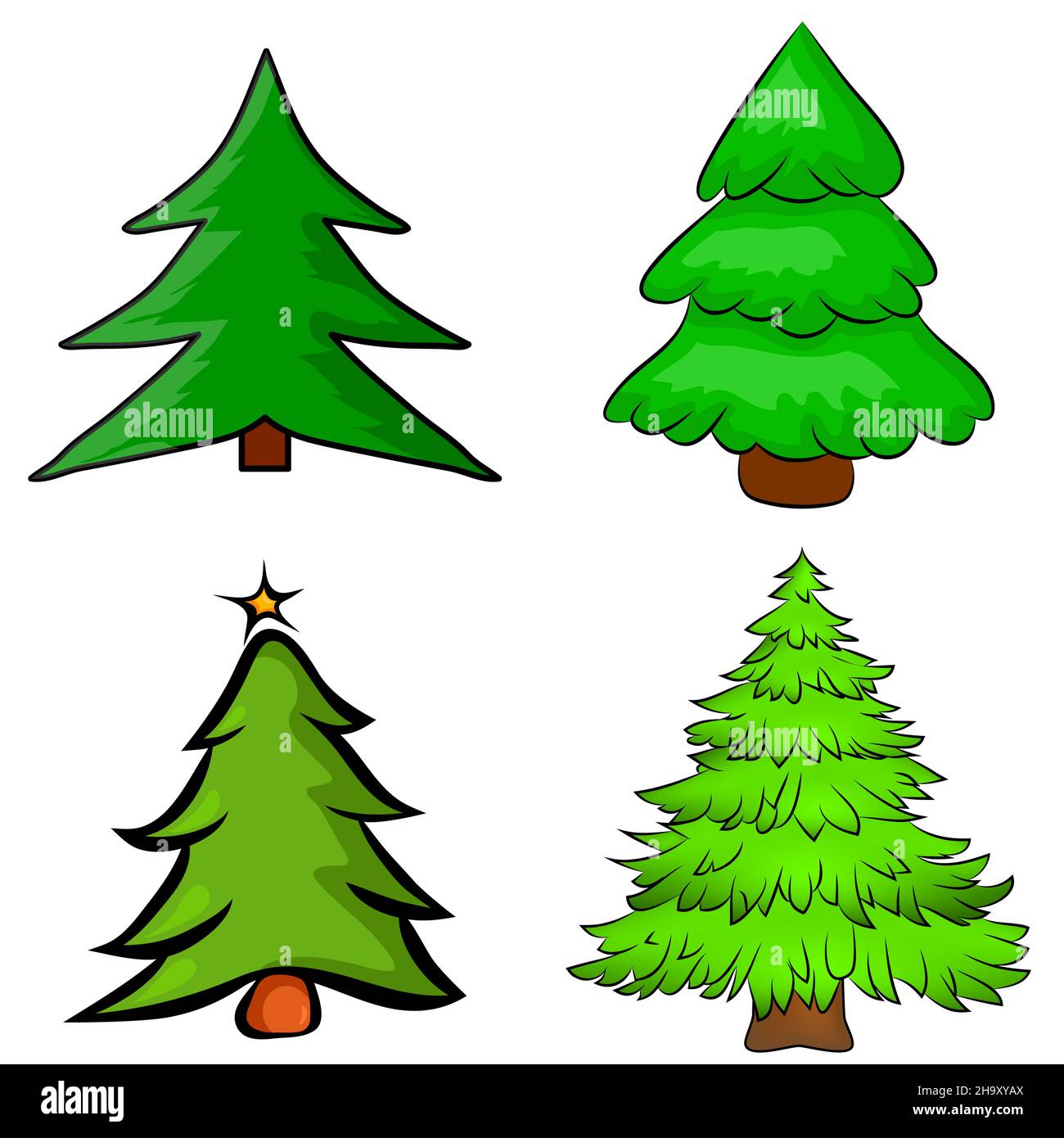 Christmas tree set, vector illustration. Can be used for greeting card, invitation, banner, web design. Stock Vector