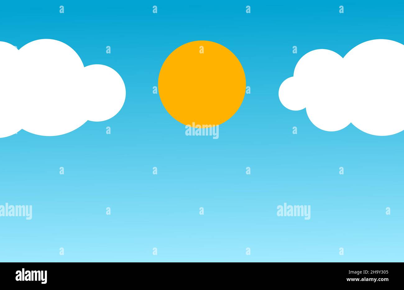 Sun and clouds in blue sky background. Vector illustration Stock Vector ...