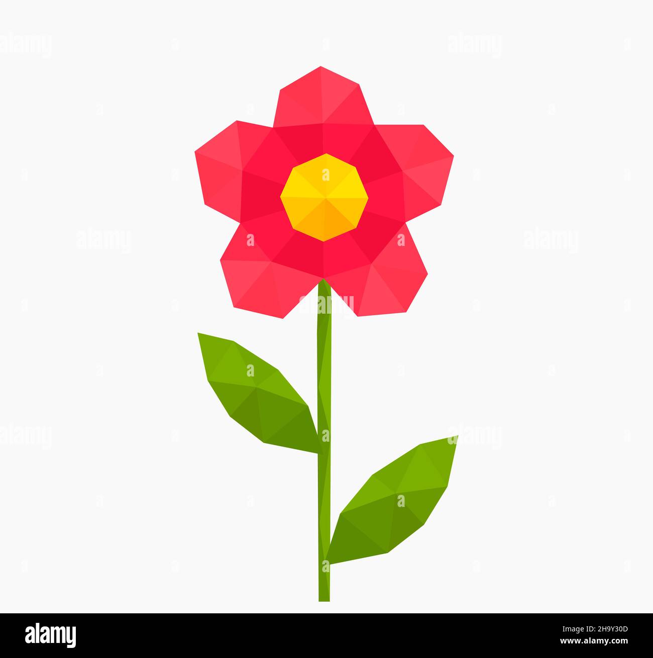 Low poly style geometric pink flower. Polygonal vector illustration