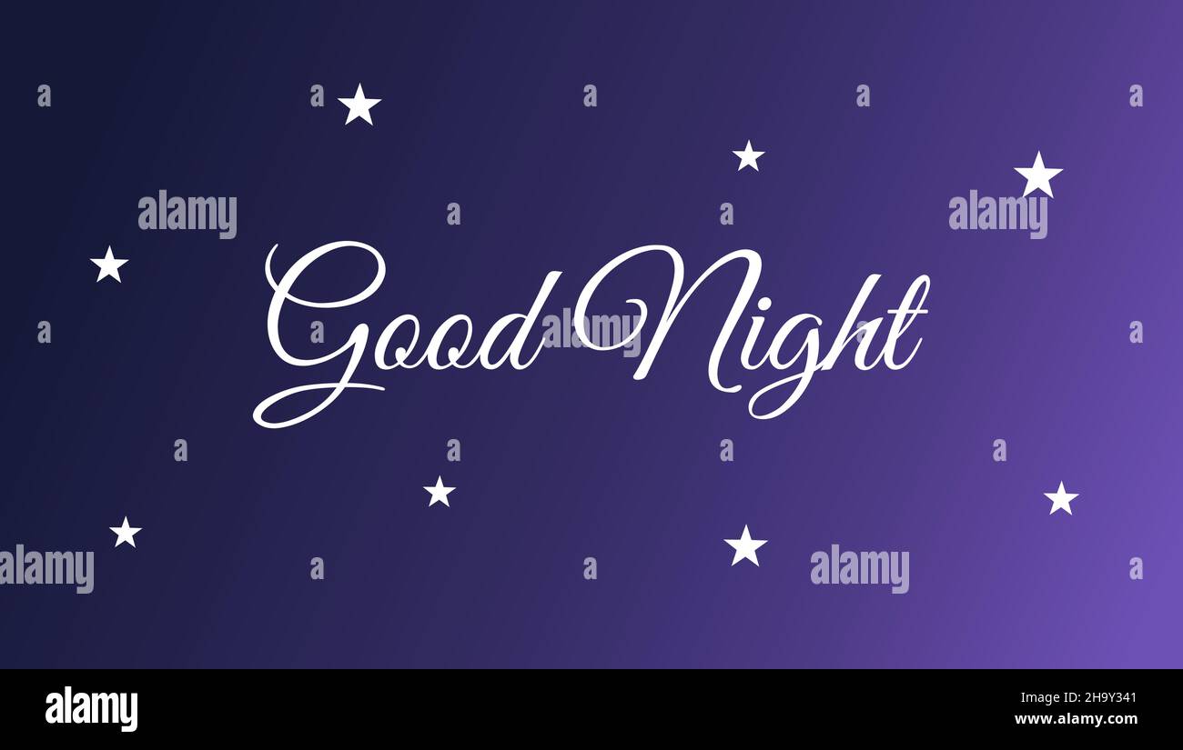 Good night banner dark blue background with stars. Vector illustration