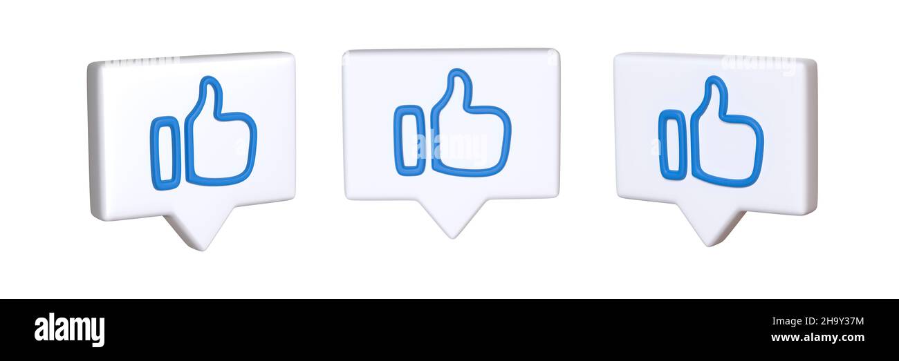 Set of 'like' icons isolated on a white background. 3d image Stock Photo