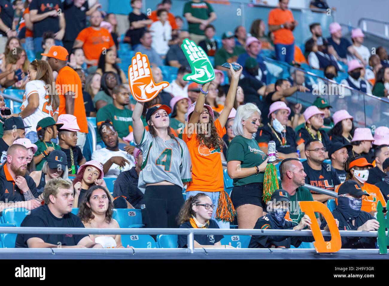 Oct. 23, 2021 - Miami Gardens, Florida, USA: Miami Hurricanes v NC State Wolfpack, 2021 College Football Game in Hard Rock Stadium. Stock Photo