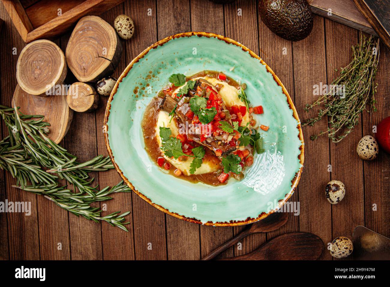 Gourmet stewed lamb ribs with mashed potato Stock Photo Alamy