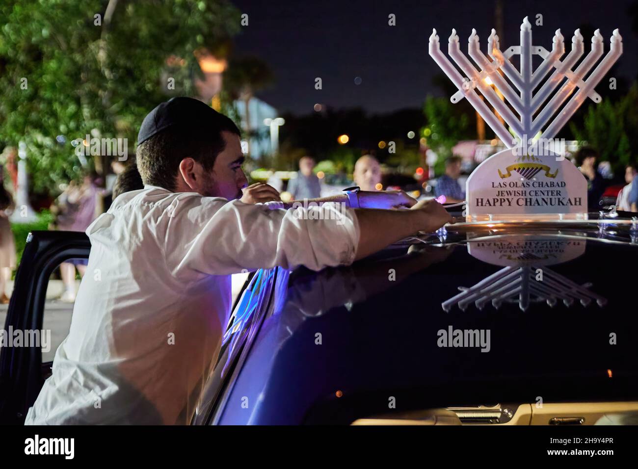 Dec. 01, 2021 Fort Lauderdale, Florida, USA Grand menorah lighting