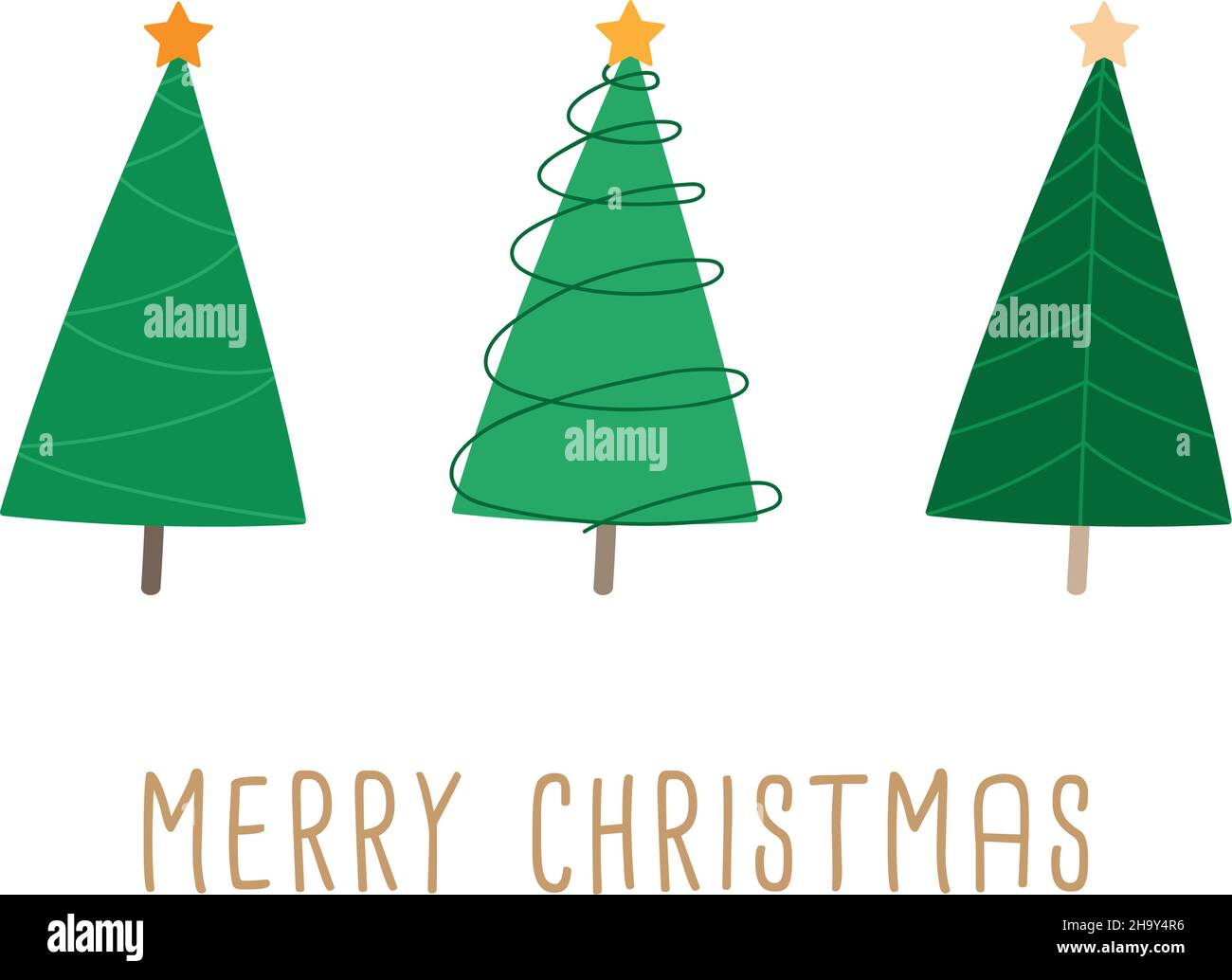 Merry Christmas cute tree vector greeting card Stock Vector